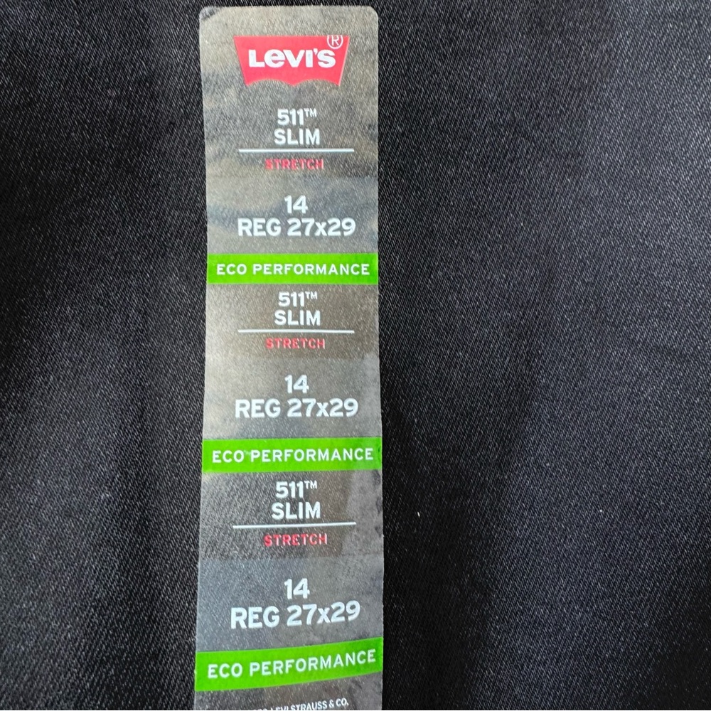 Levi's Boy's Black 511 Slim Jeans Size 14  27 x 29 NWT - Picture 5 of 12